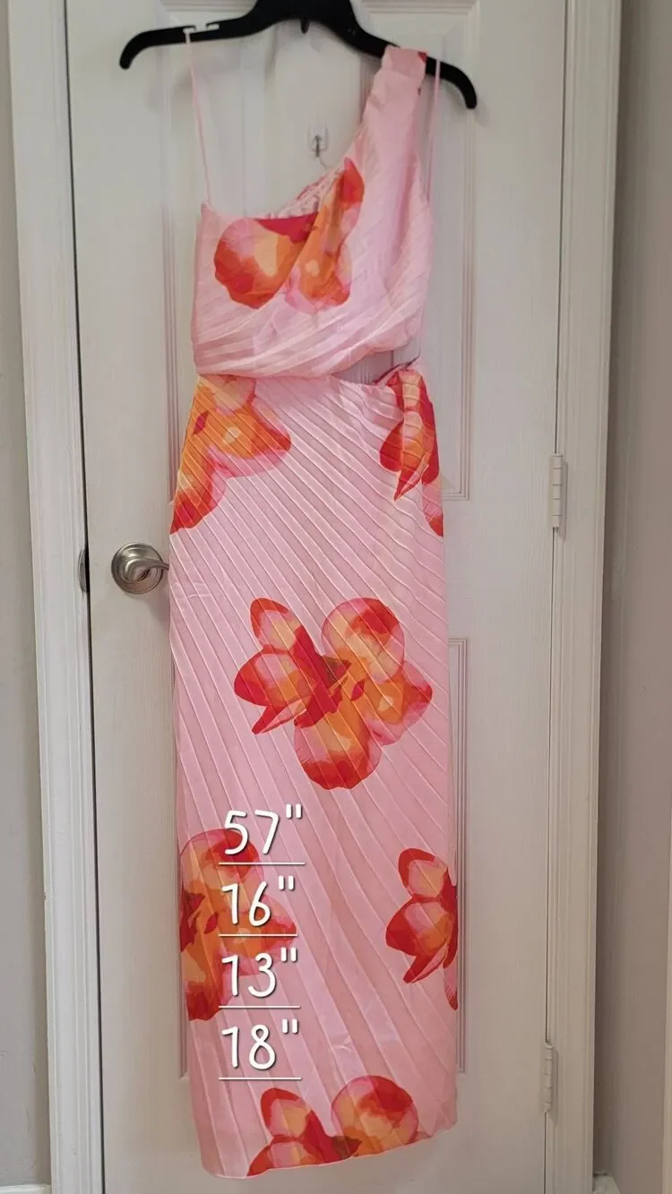 Abercrombie & Fitch Pleated One Shoulder Cut Out Maxi Dress S